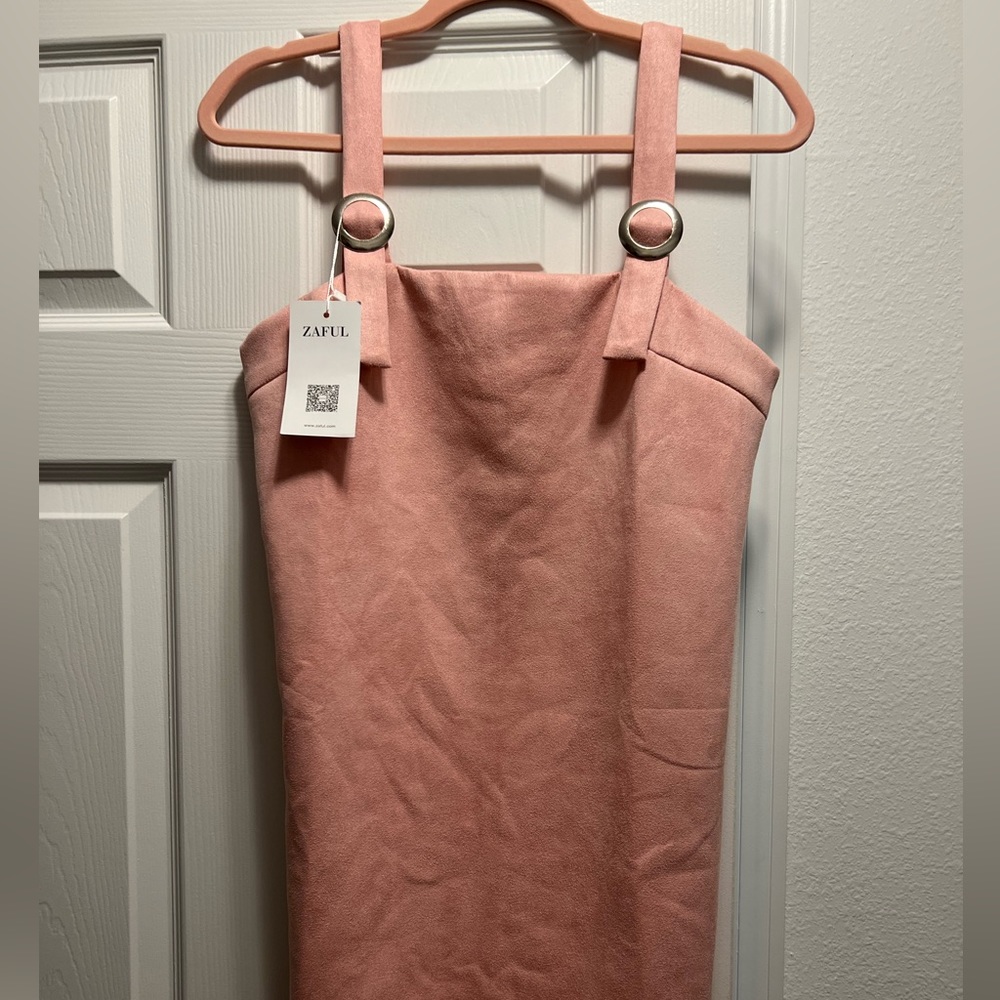 Pink faux side mini dress